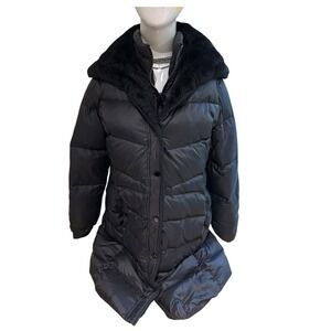 luxe essentials denim LED Duck Down Black Zip Button Winter Jacket Warm sz Small